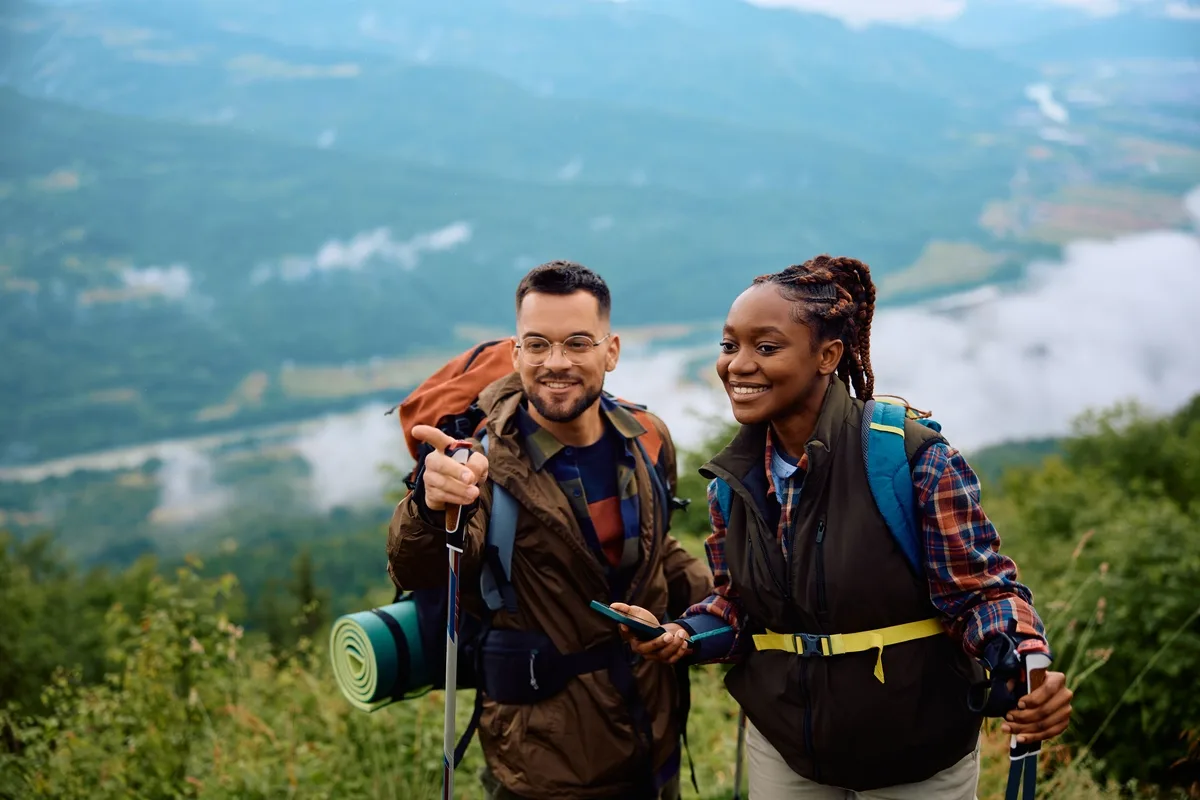 Gambling Addiction: Couple happily hiking