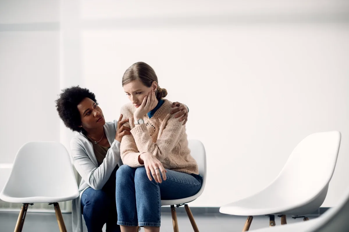 Fentanyl Addiction: Women comforting eachother