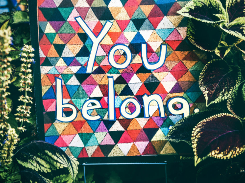 'You Belong' wording on colourful background