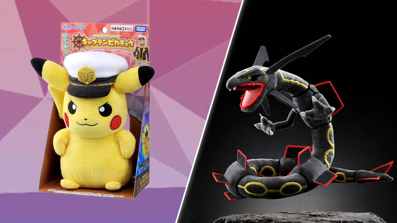 Captain Pikachu and Black Rayquaza Pokémon Horizons Plushies Now Available