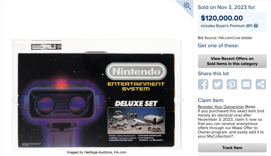 Heritage Auction Sale | Screenshot: Nintendo Supply