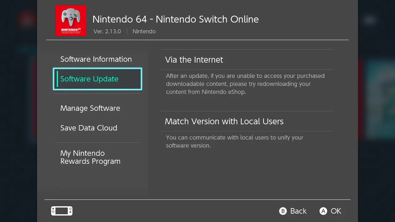 Image: Verify the Version Number at the Top of the Page Is 2.13.0 | Nintendo Supply