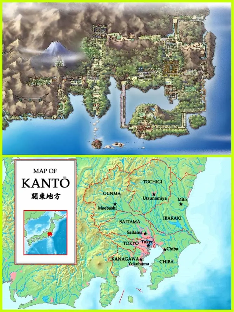 Pokémon Kanto vs Kanto Japan Map | Image: Lanka