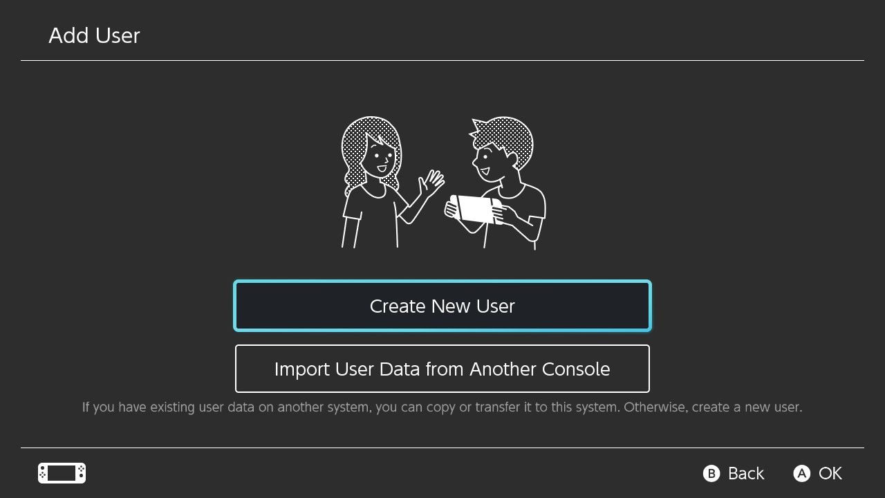 Create New User  | Image: Nintendo Supply