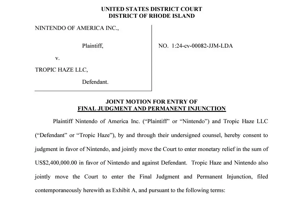 Yuzu vs Nintendo Court Filing | Image: U.S. District Court; RI