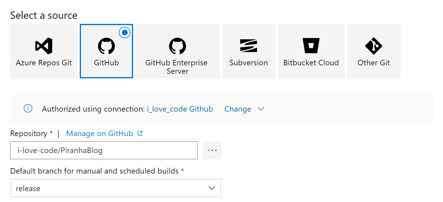 build pipeline source configuration