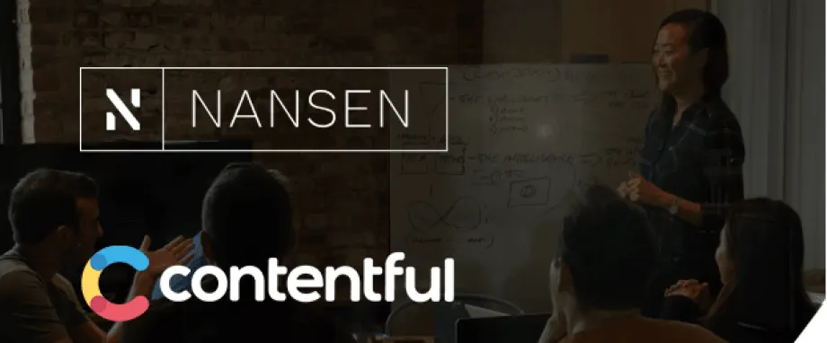 photo of team in front of white board with Nansen and Contentful logos on an overlay