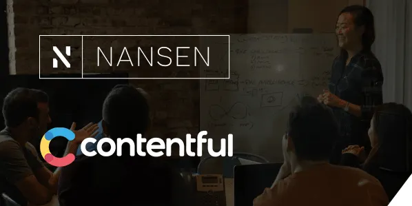photo of team in front of white board with Nansen and Contentful logos on an overlay