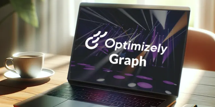 Computer with optimizely graph icon on screen
