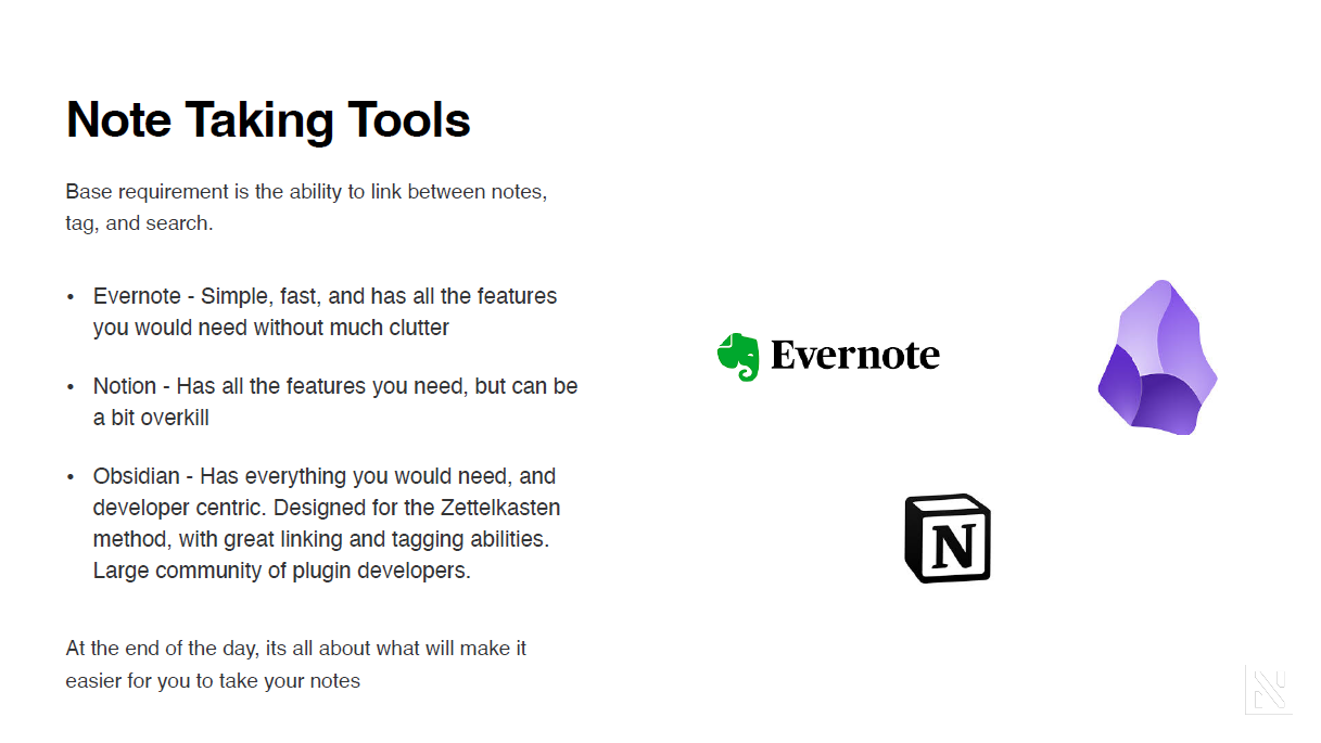 note taking tools slide