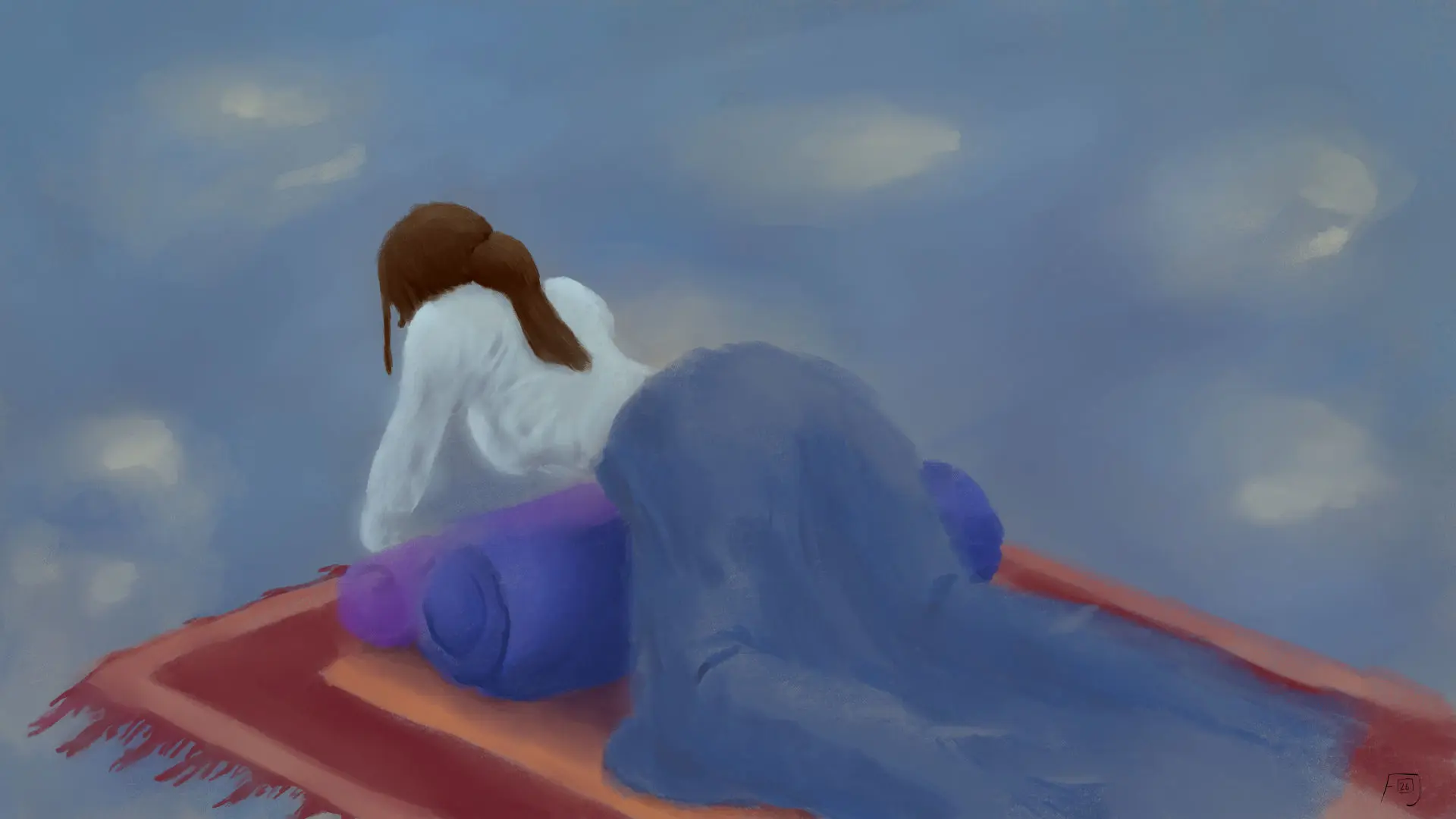 Artwork Journey Above the Clouds  Category Character Fantasy Illuastration Wallpaper Media Digital Size 4k Type Painting