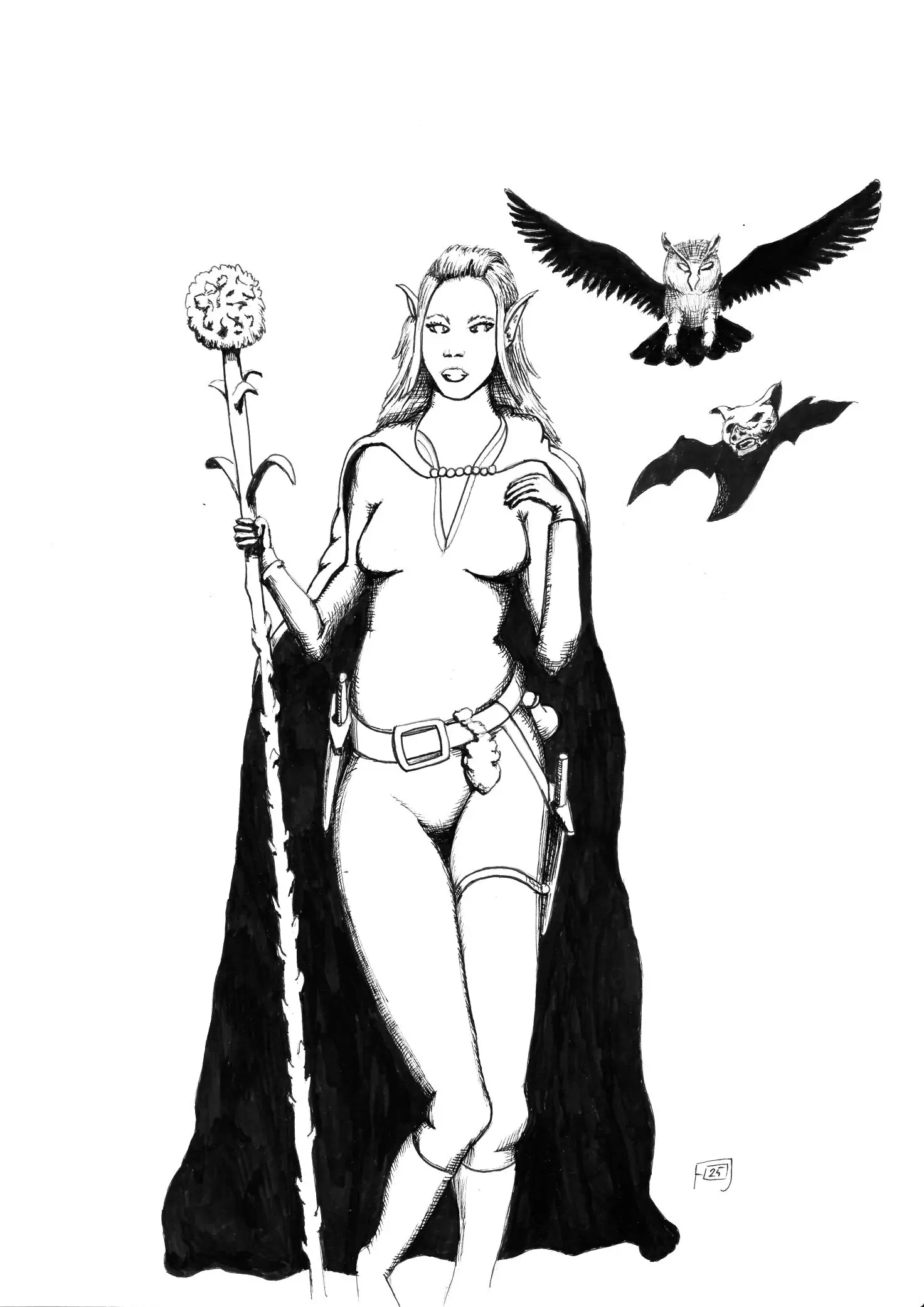 Artwork Evlen druid  Category Animal Character Fantasy Figure Media Ink Size A3