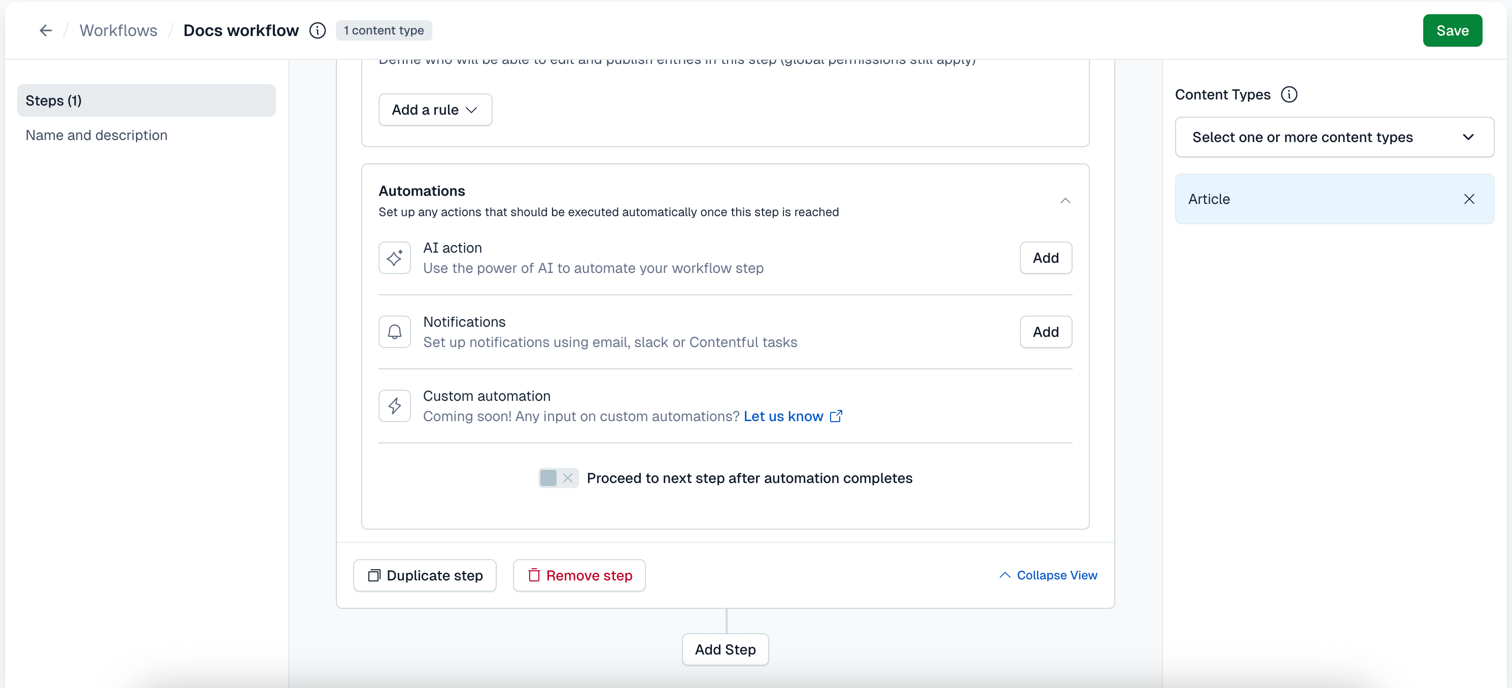 Workflows: automations