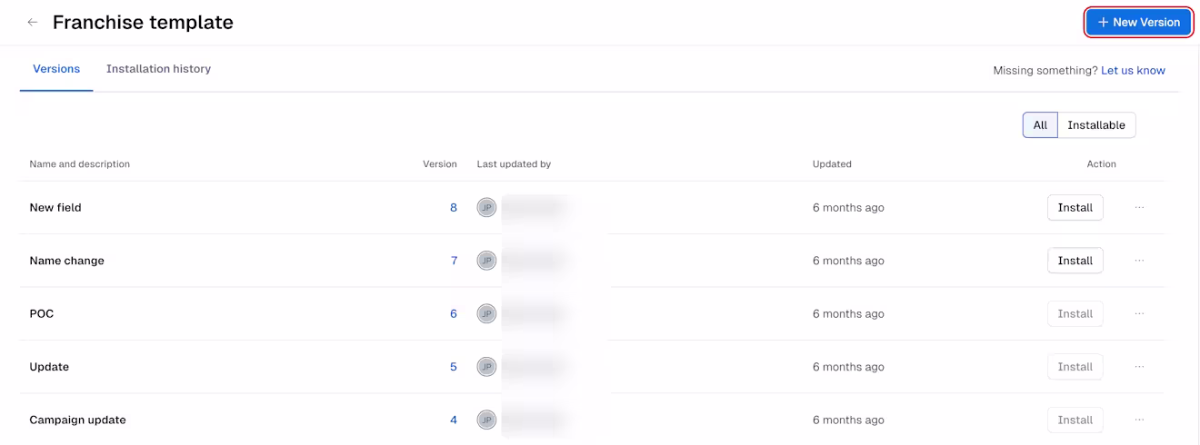Content model version: Click "New version"