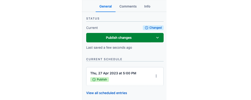 Scheduled actions entry editor sidebar