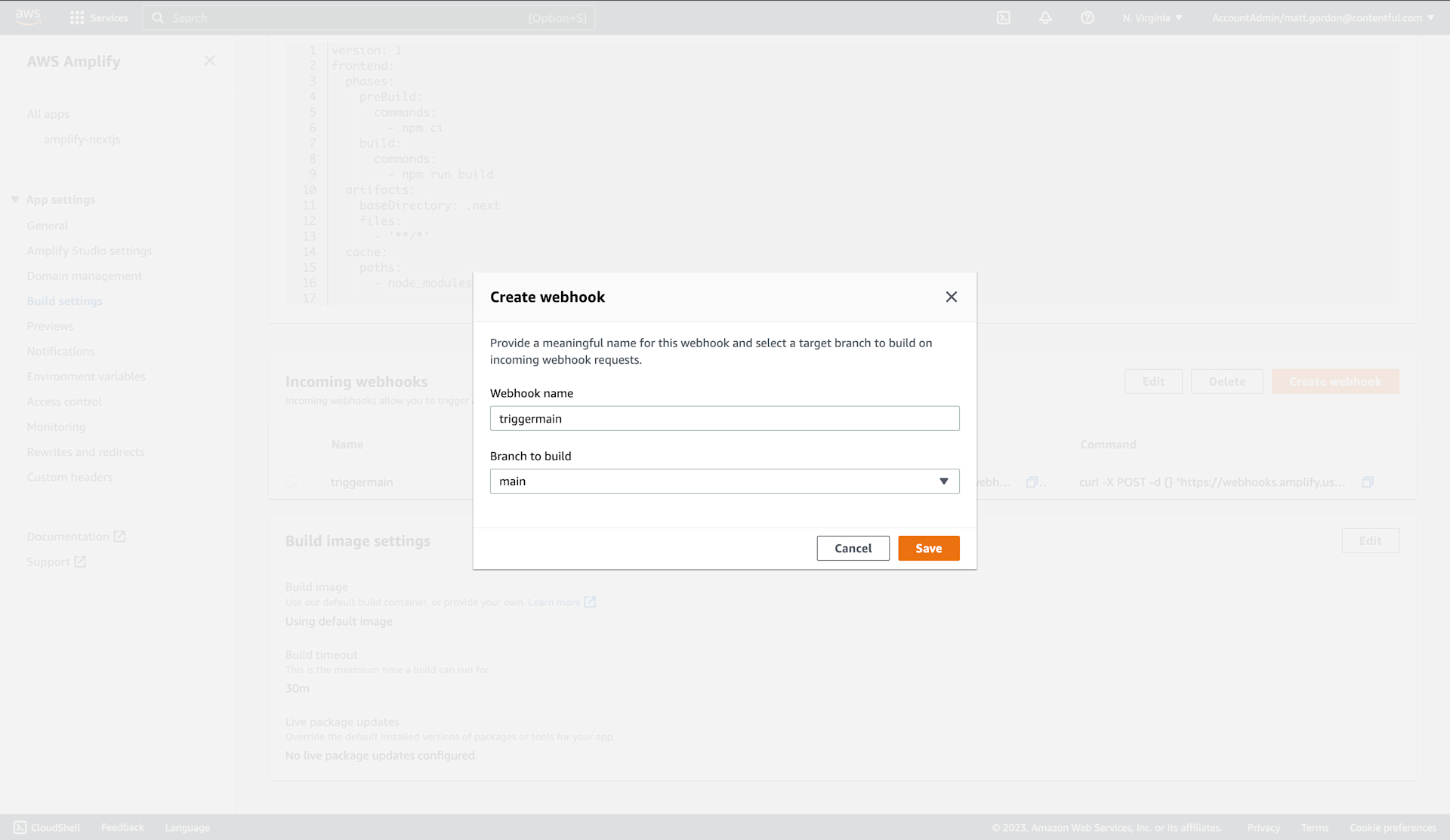 Amplify Create Webhook