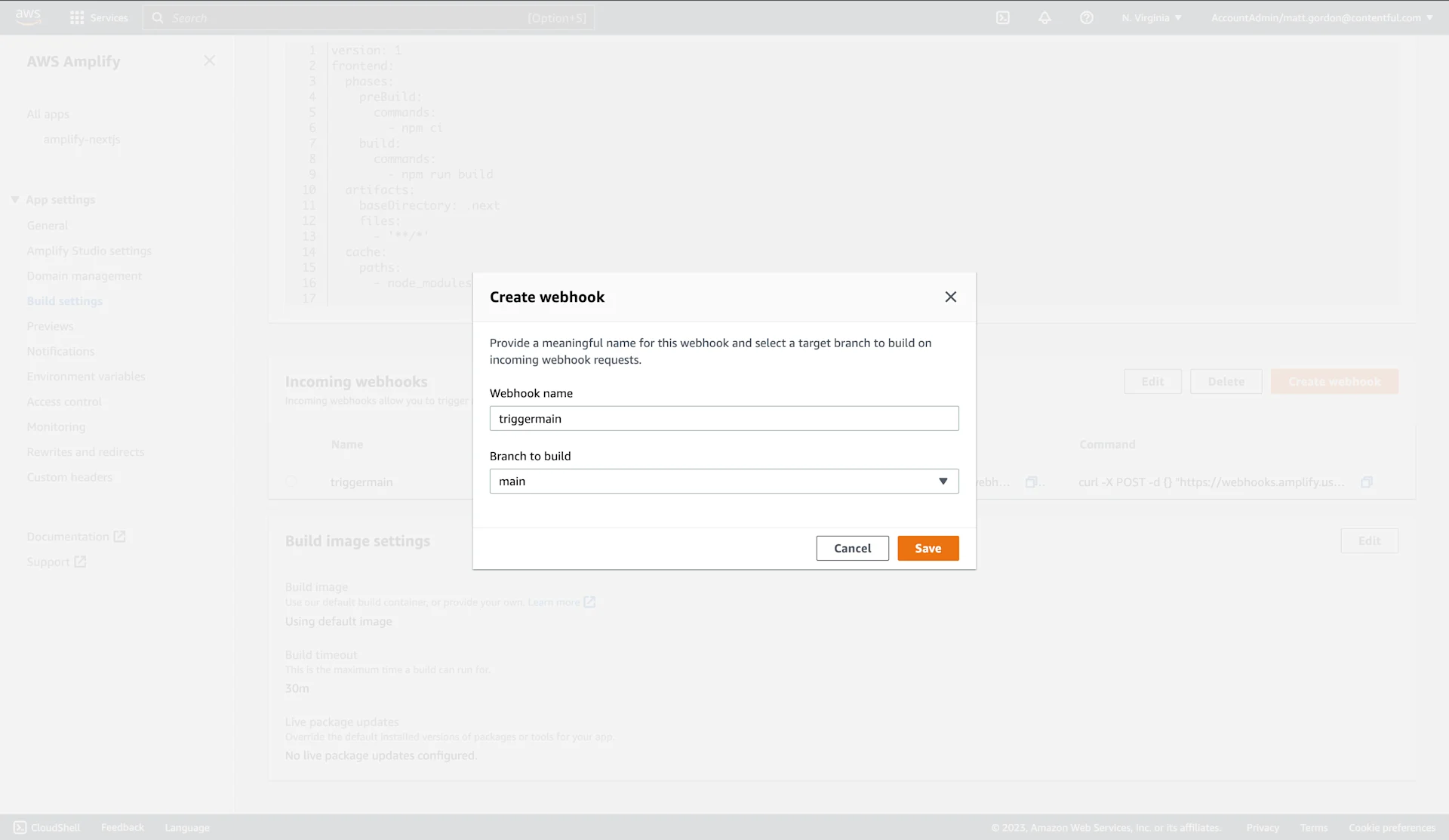 Amplify Create Webhook