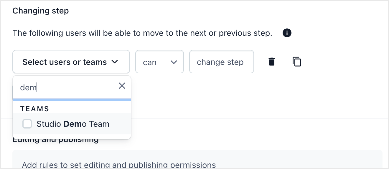 workflows step permissions Select who can change