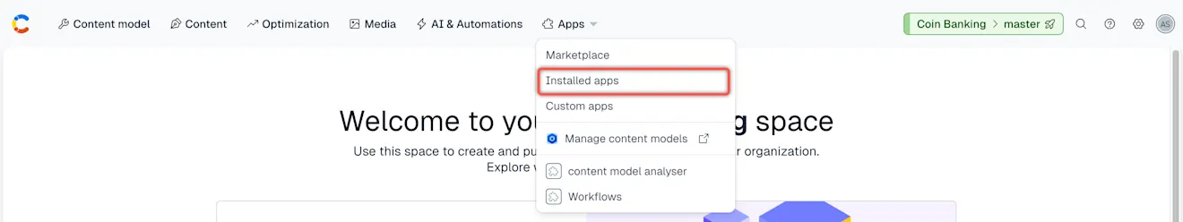 Apps navigate to installed apps