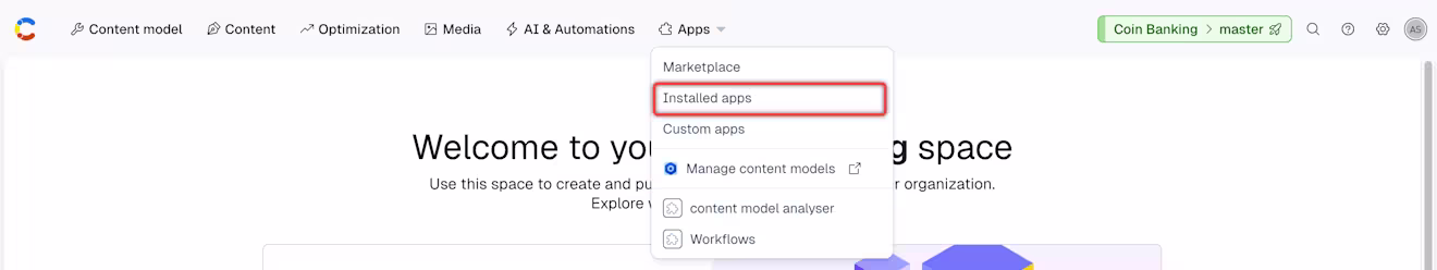 Apps navigate to installed apps