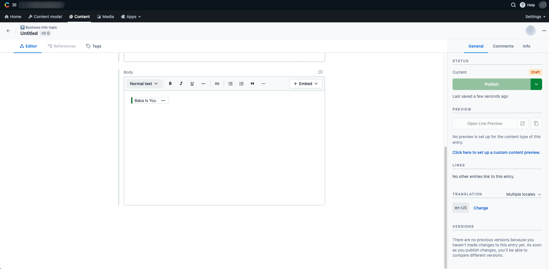 Cross-space references in Rich Text Final result