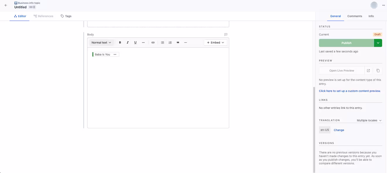 Cross-space references in Rich Text Final result