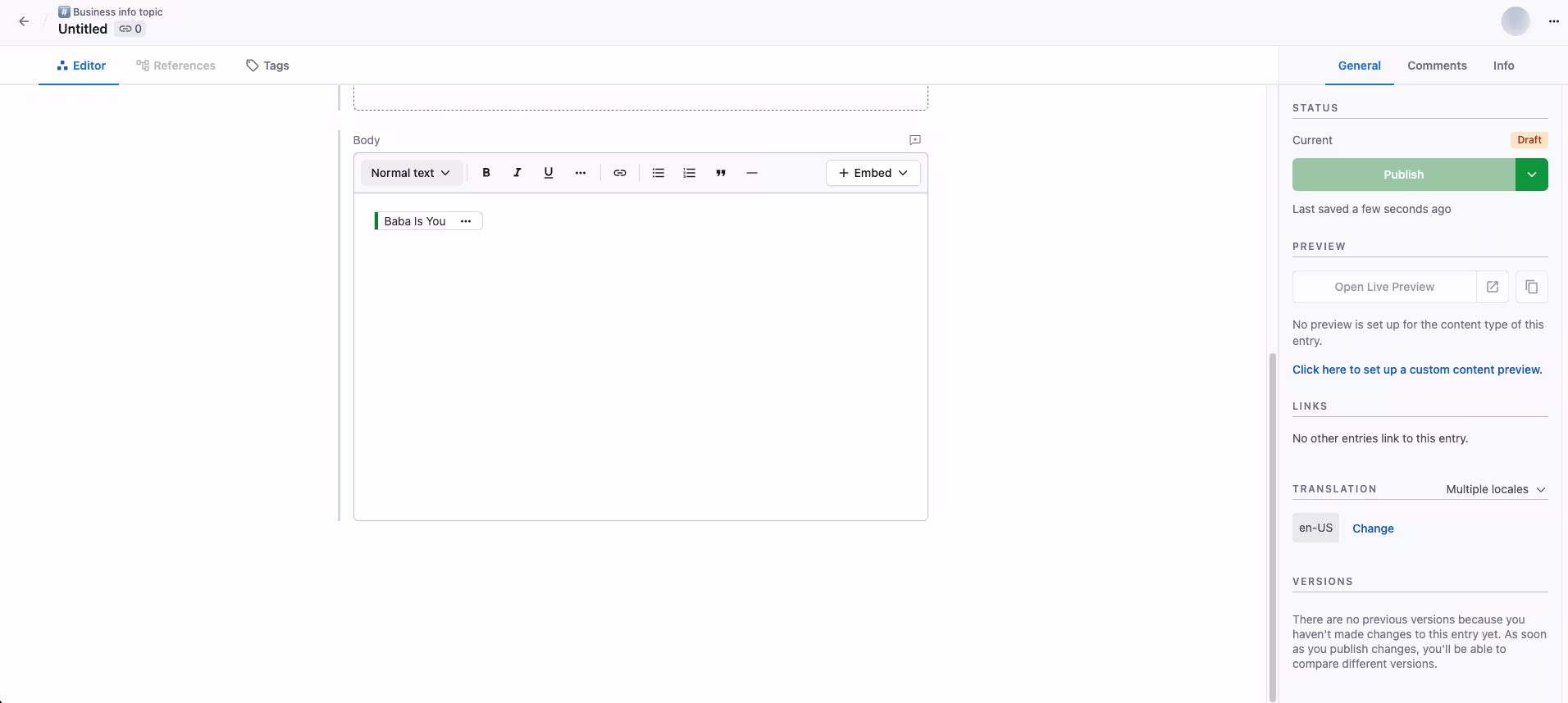 Cross-space references in Rich Text Final result