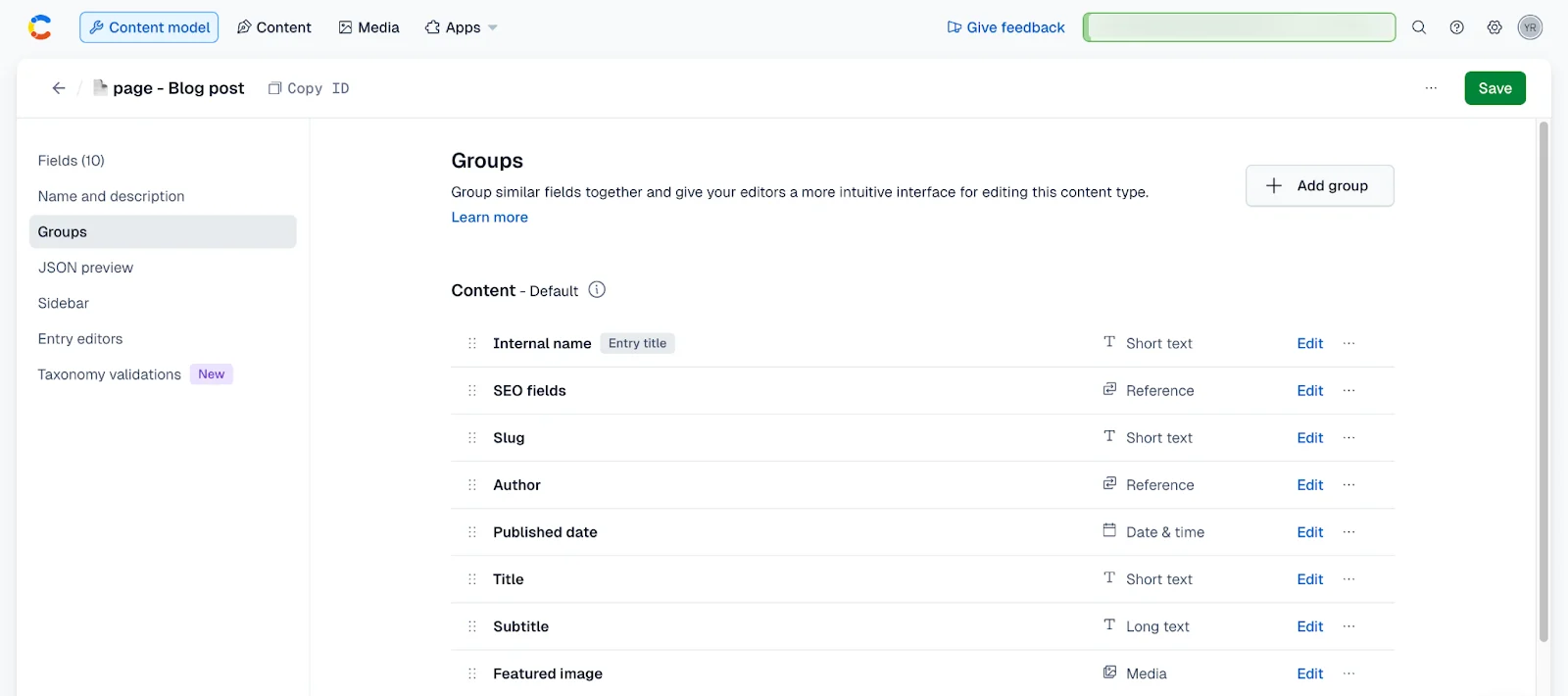 Field groups: grouped fields