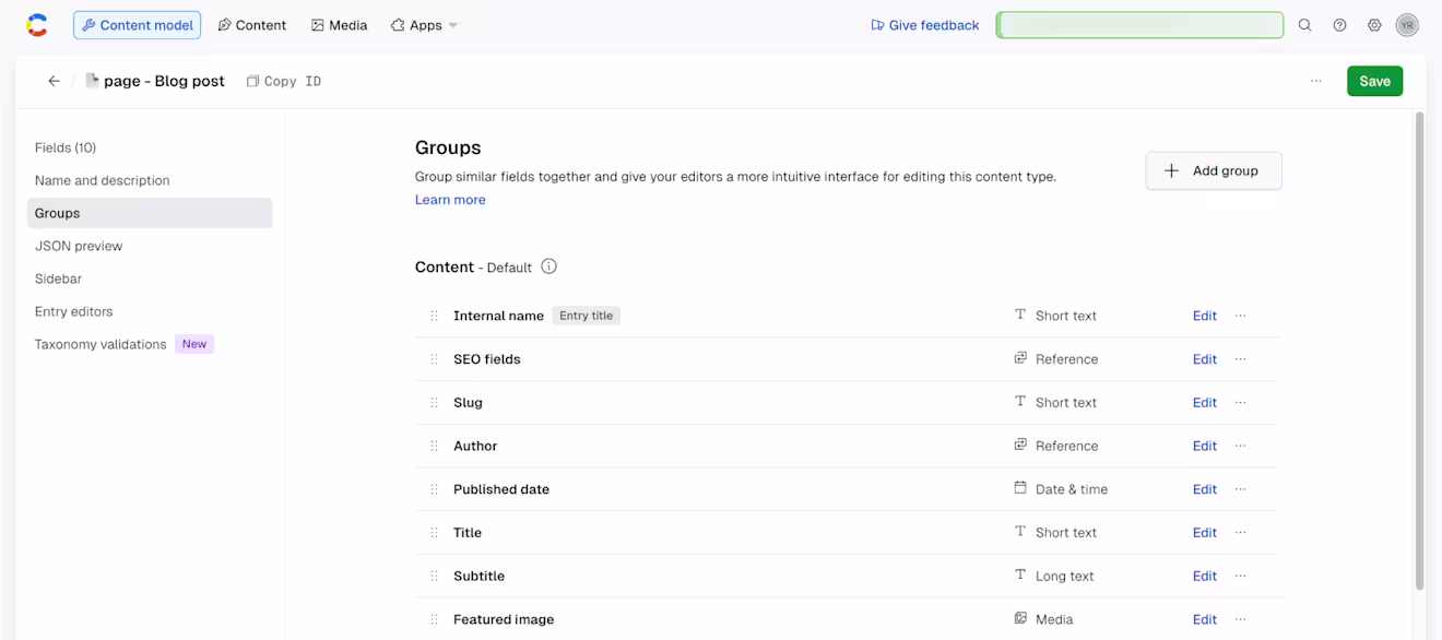 Field groups: grouped fields