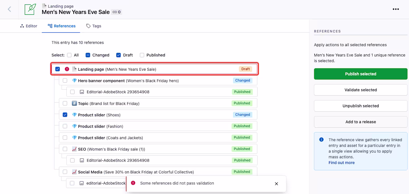 Reference view validation click to fix