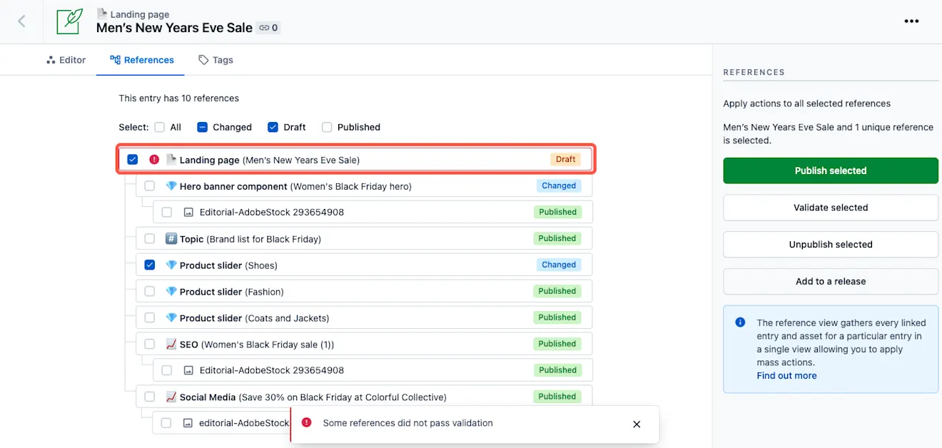 Reference view validation click to fix