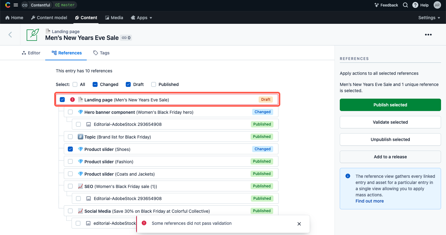 Reference view validation click to fix