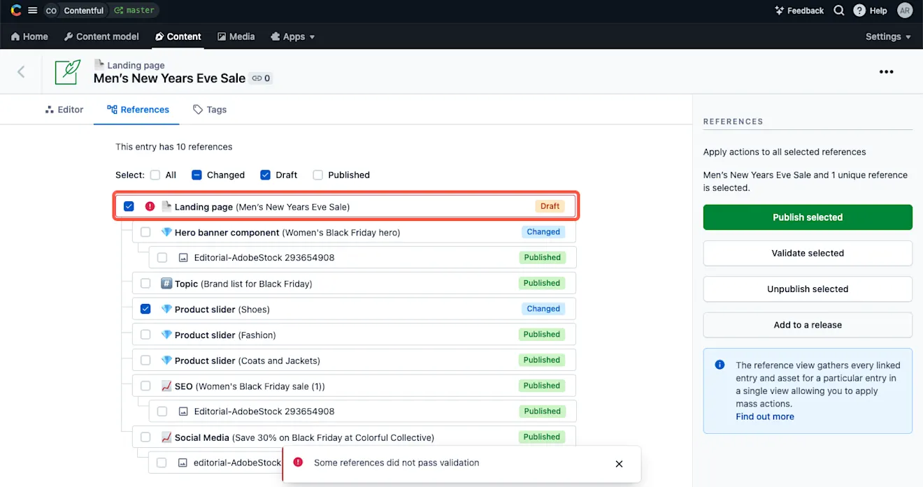 Reference view validation click to fix
