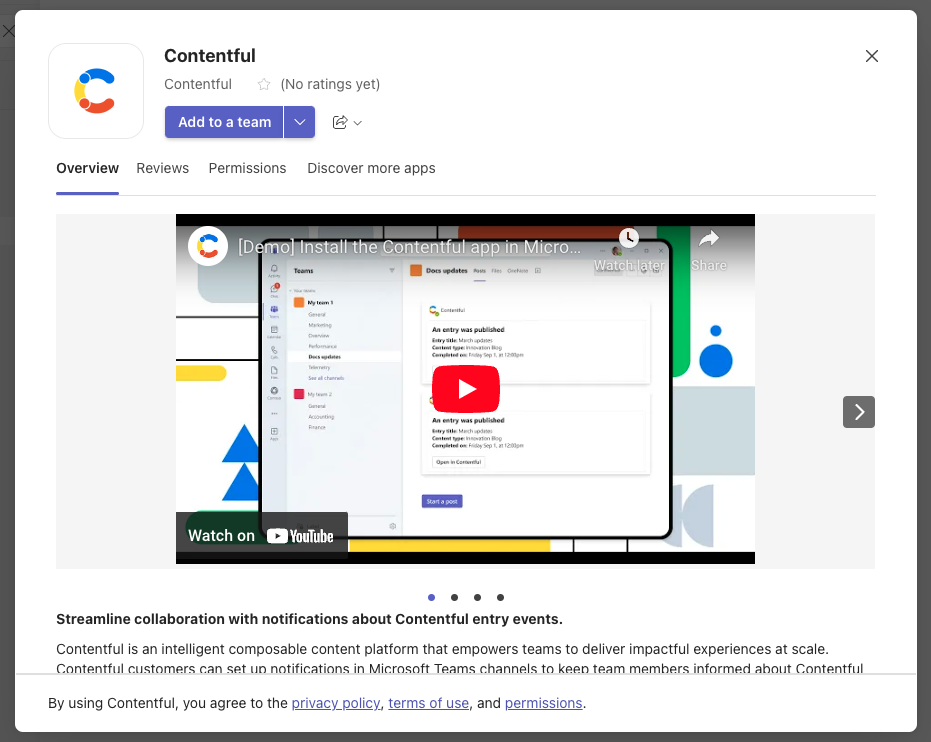 Microsoft Teams Contentful App Installation