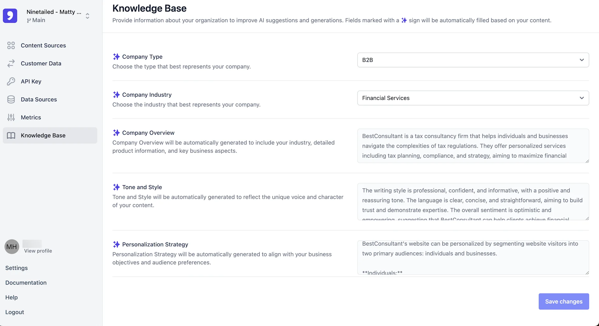 CP AI: Knowledge base