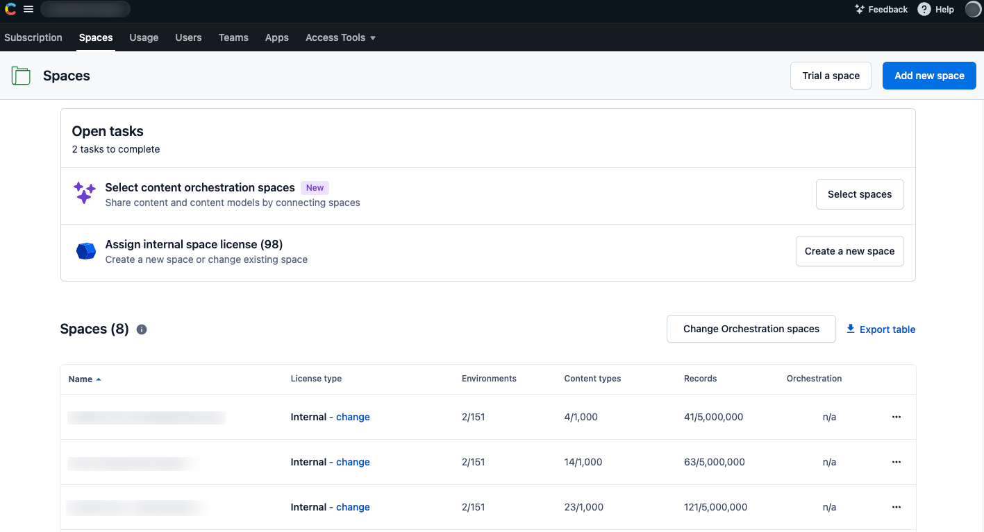 Orchestration Enable spaces for orchestration