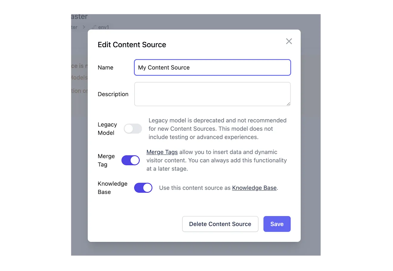 CP AI: Edit content source modal