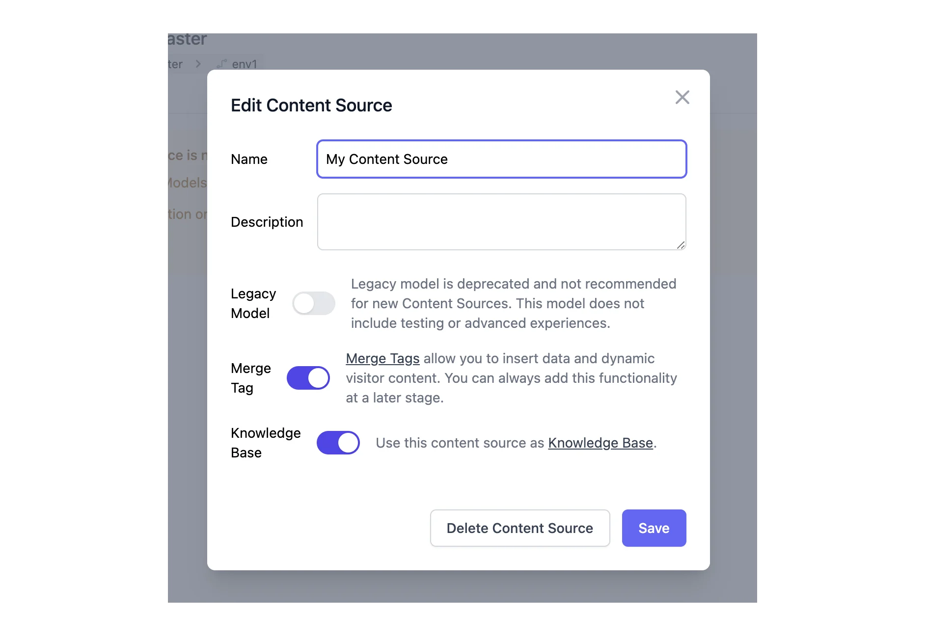 CP AI: Edit content source modal