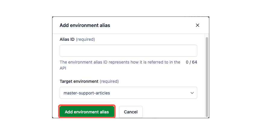 Click Add environment alias