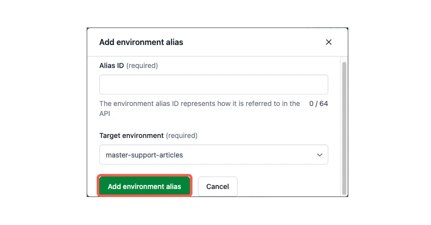 Click Add environment alias