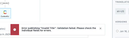 Validations: Validation failed warning notification