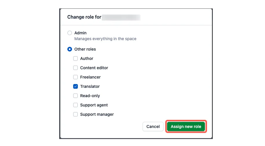 Users Assign new role