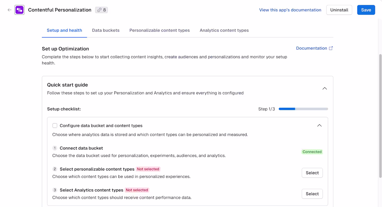 Setup and health: Connected data bucket