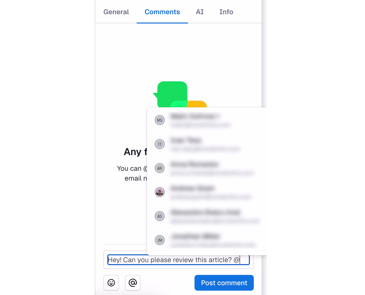 mentions in comments