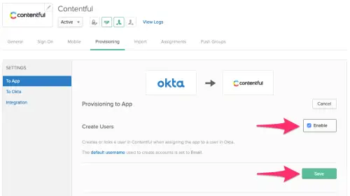 Okta - Enable create user