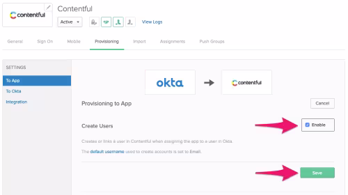 Okta - Enable create user