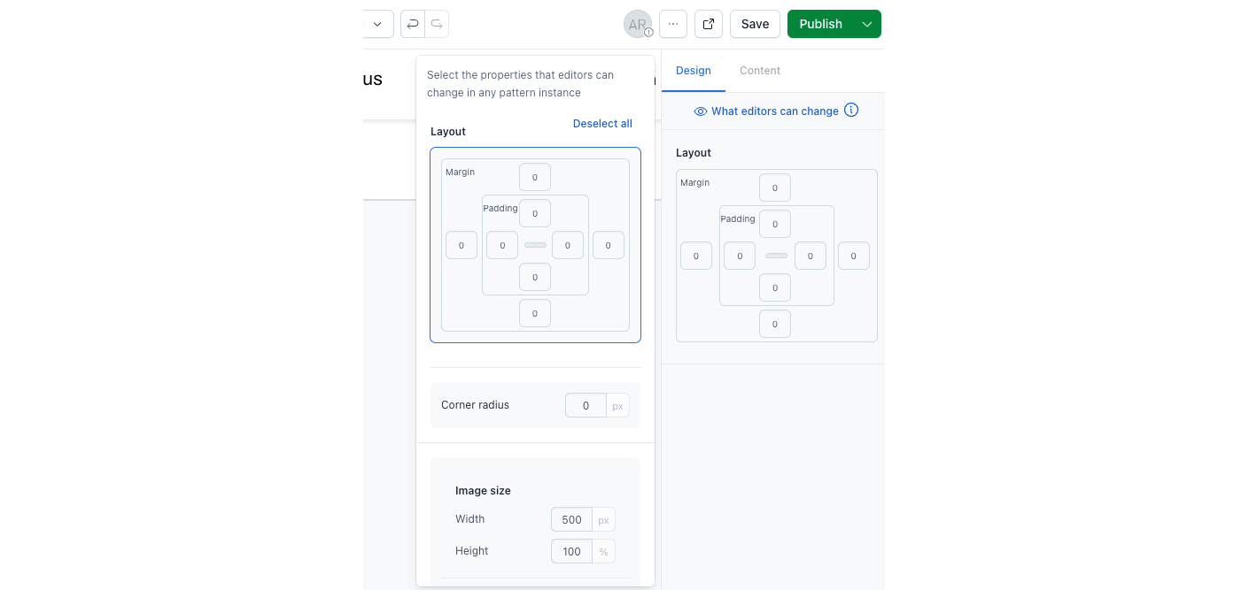 Editable patterns select property