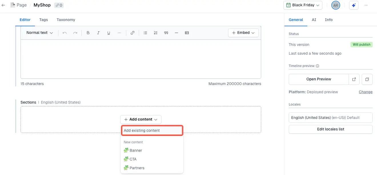 Timeline Add Black Friday banners
