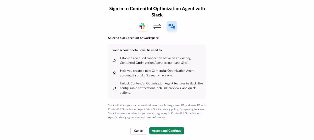 Opt Slack Agent: OAuth page