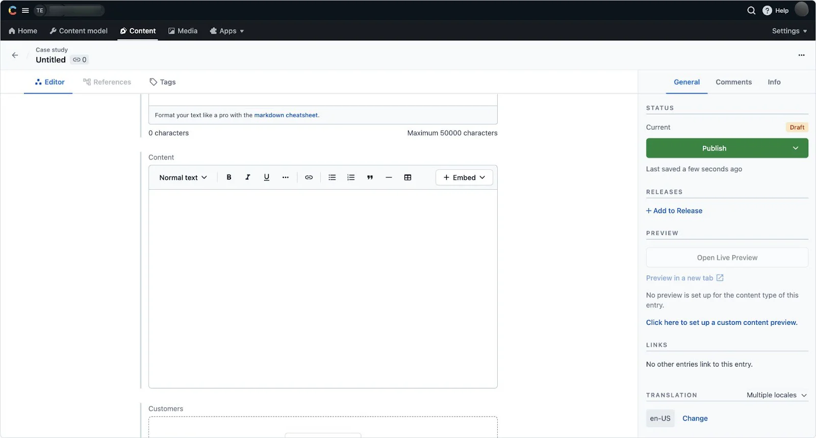 X-space references Entry editor